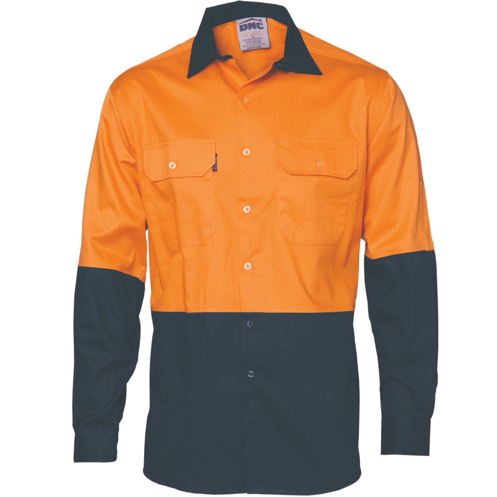 Hi-Vis Two Tone Cotton Drill Shirt - Long Sleeve | 3832