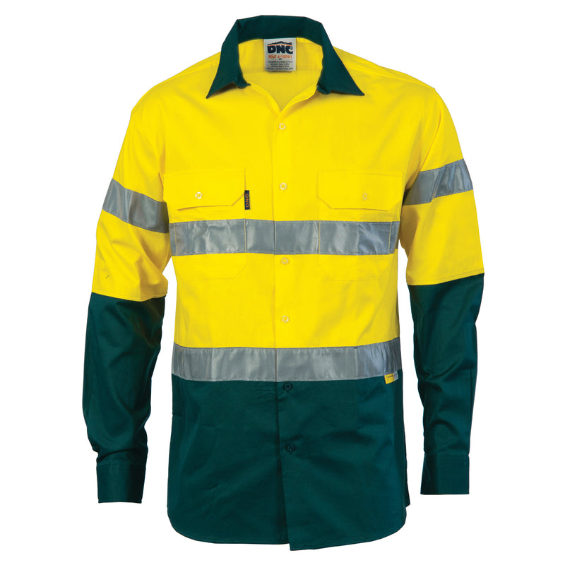 Hi-Vis Two Tone Drill Shirt With 3M 8910 R/Tape - Long Sleeve | 3836
