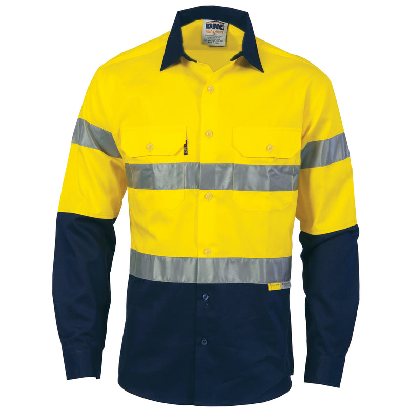 Hi-Vis Two Tone Drill Shirt With 3M 8910 R/Tape - Long Sleeve | 3836