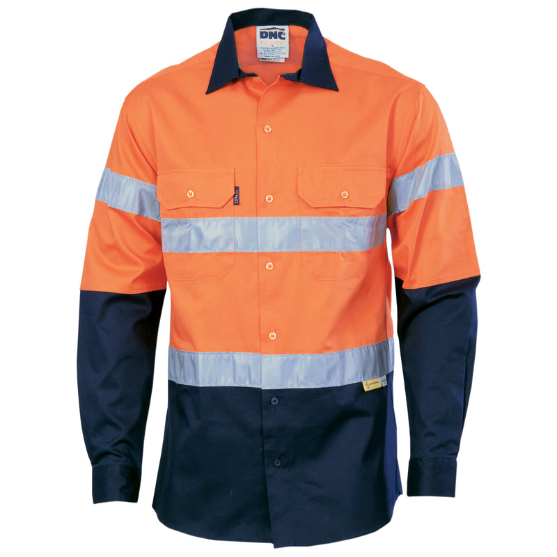 Hi-Vis Two Tone Drill Shirt With 3M 8910 R/Tape - Long Sleeve | 3836