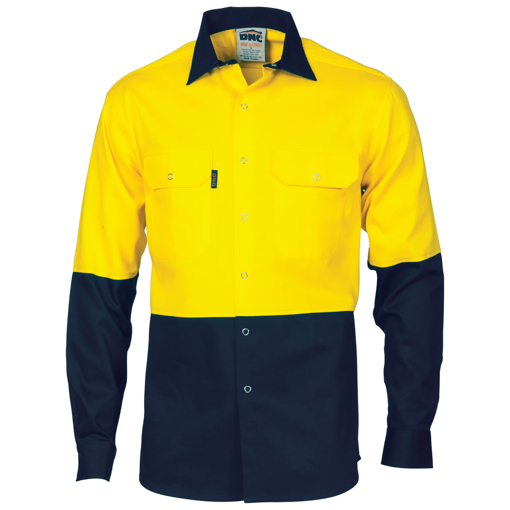 Hi-Vis Two Tone Drill Shirt With Press Studs | 3838