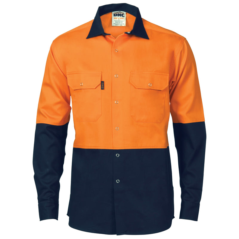 Hi-Vis Two Tone Drill Shirt With Press Studs | 3838