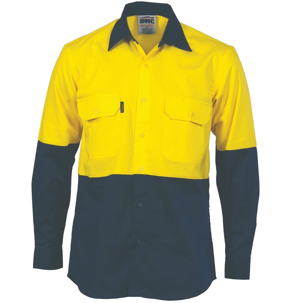Hi-Vis 2 Tone Cool-Breeze Cotton Shirt -
Long Sleeve | 3840
