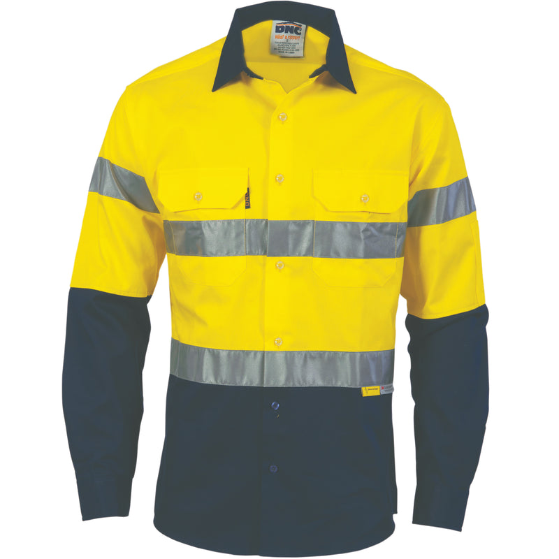 Hi-Vis Cool-Breeze Cotton Shirt With 3M 8910 R/Tape - Long Sleeve | 3886