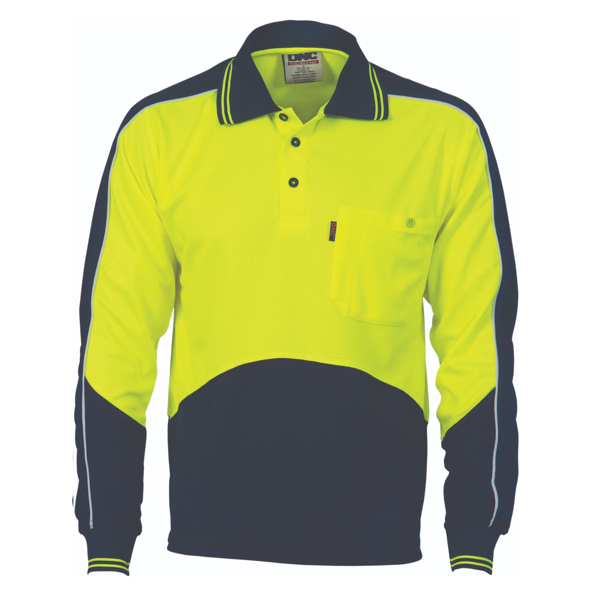 Hi-Vis Cool Breathe Panel Polo Shirt - Long Sleeve | 3892