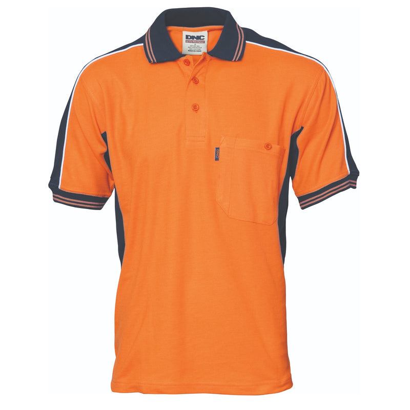 Poly/Cotton Contrast Panel Polo - Short Sleeve | 3895