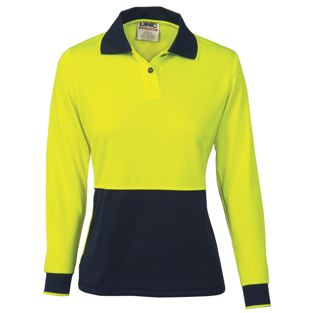 Ladies Hi-Vis Two Tone Polo Shirt - Long Sleeve | 3898