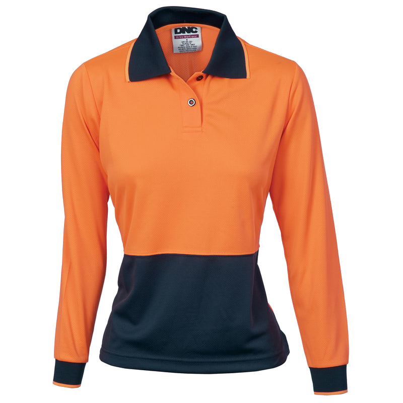 Ladies Hi-Vis Two Tone Polo Shirt - Long Sleeve | 3898