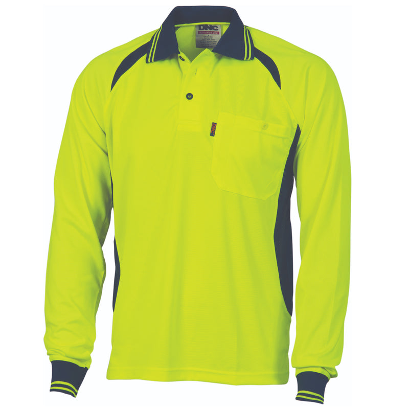 Cool-Breeze Contrast Mesh Polo - Long Sleeve | 3902