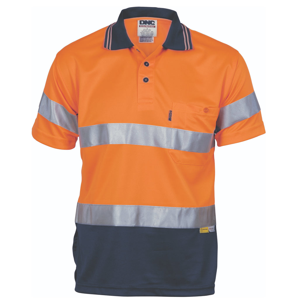 Hi-Vis D/N Cool Breathe Polo Shirt With 3M 8906 R/Tape - Short Sleeve | 3911