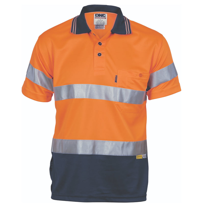 Hi-Vis D/N Cool Breathe Polo Shirt With 3M 8906 R/Tape - Short Sleeve | 3911