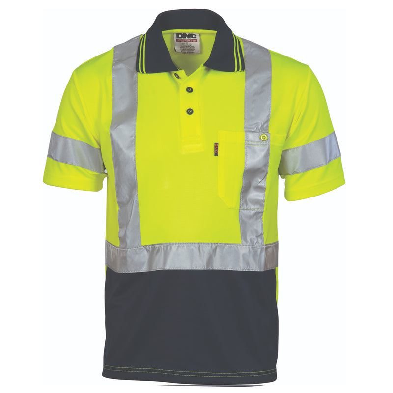 Hi-Vis D/N Cool Breathe Polo Shirt With Cross Back R/Tape - Short Sleeve | 3912