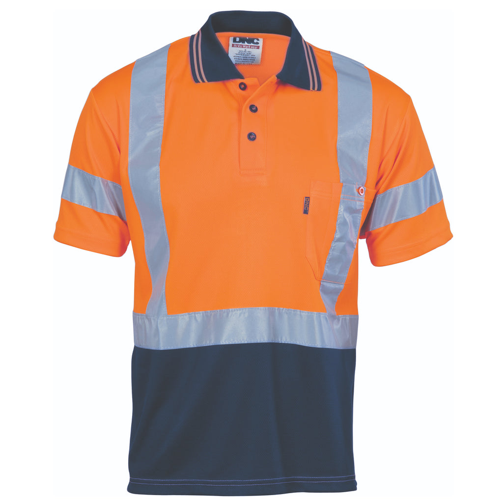 Hi-Vis D/N Cool Breathe Polo Shirt With Cross Back R/Tape - Short Sleeve | 3912