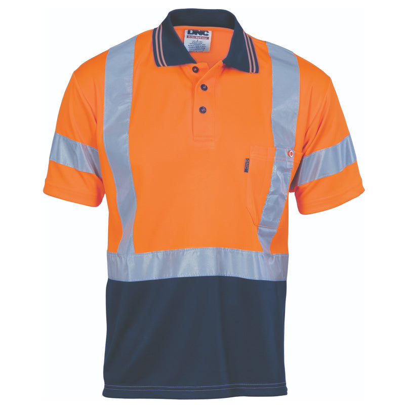 Hi-Vis D/N Cool Breathe Polo Shirt With Cross Back R/Tape - Short Sleeve | 3912