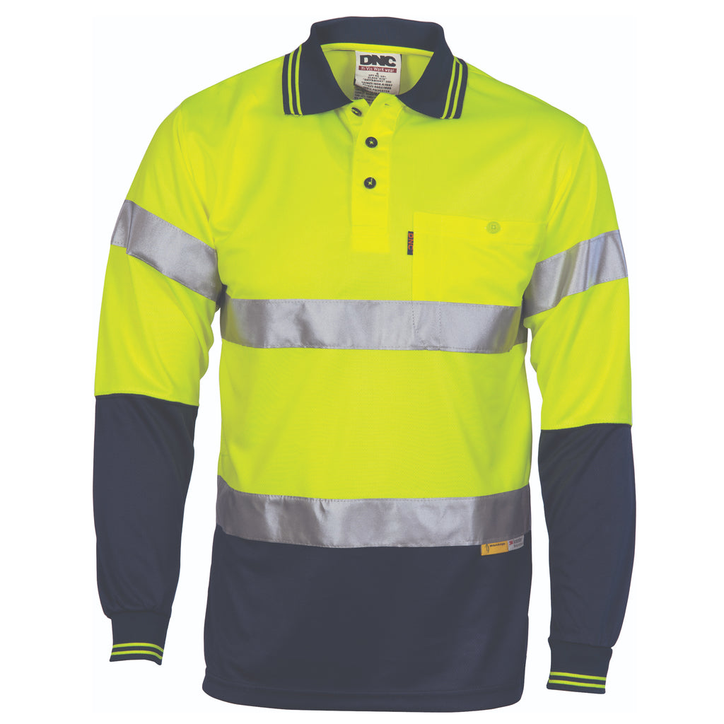Hi-Vis D/N Cool-Breathe Polo Shirt With 3M 8906 R/Tape - Long Sleeve | 3913
