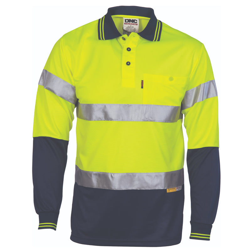 Hi-Vis D/N Cool-Breathe Polo Shirt With 3M 8906 R/Tape - Long Sleeve | 3913