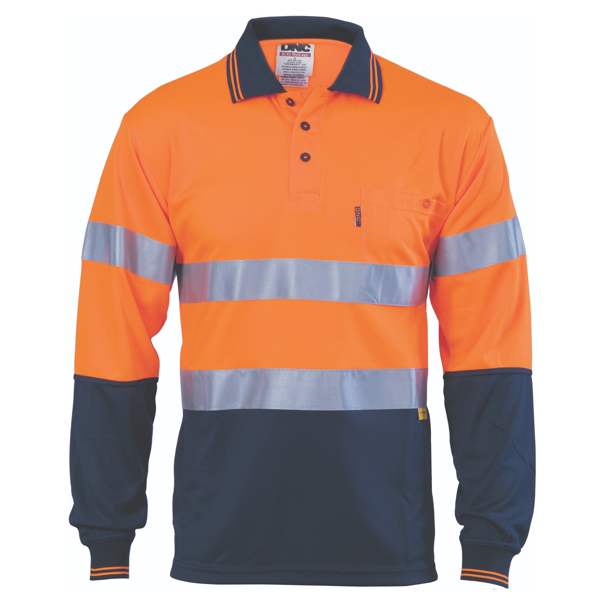 Hi-Vis D/N Cool-Breathe Polo Shirt With 3M 8906 R/Tape - Long Sleeve | 3913