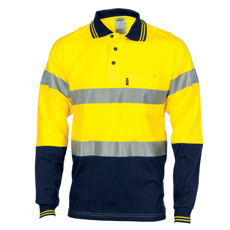 Hi-Vis Cool-Breeze Cotton Jersey Polo With CSR R/Tape - L/S | 3916