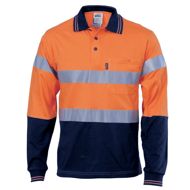 Hi-Vis Cool-Breeze Cotton Jersey Polo With CSR R/Tape - L/S | 3916