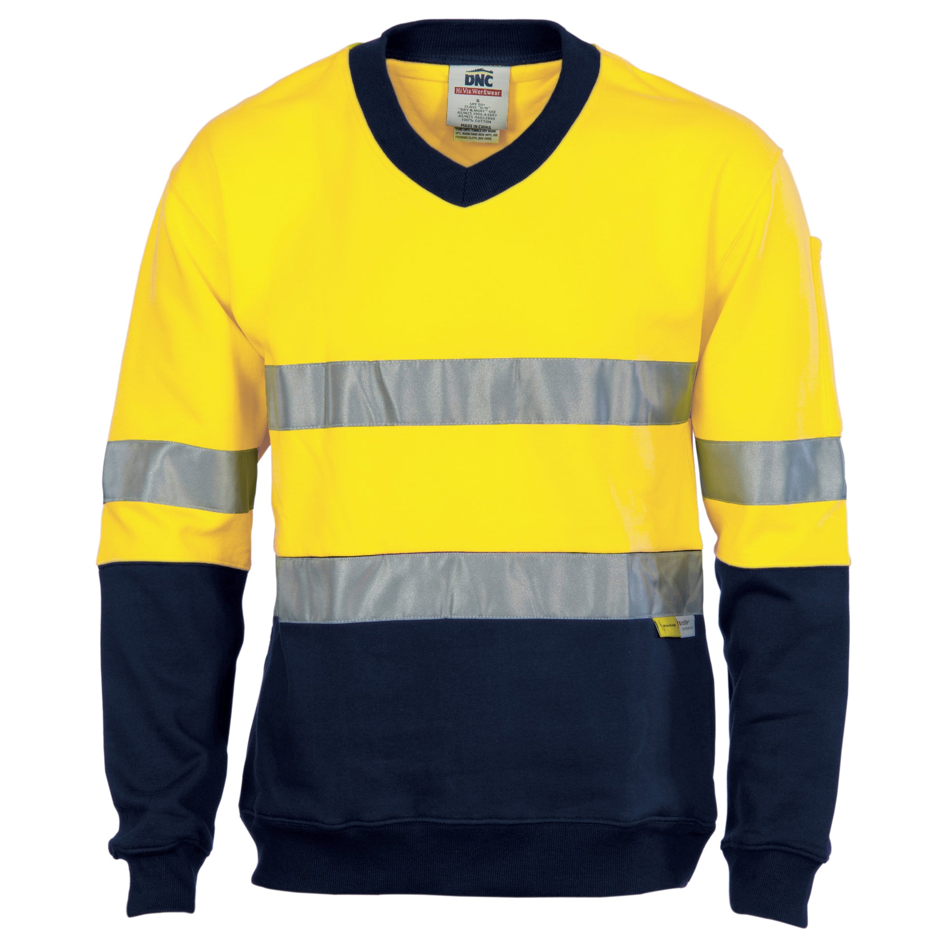 Hi-Vis Two Tone Cotton Fleecy Sweat
Shirt V-Neck With 3M R/Tape | 3924