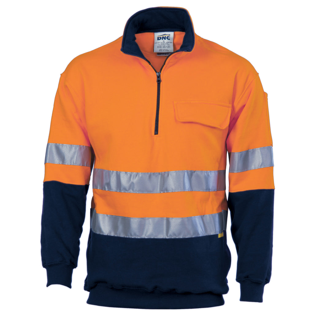 Hi-Vis Two Tone 1/2 Zip Cotton Fleecy
Windcheater With 3M R/Tape | 3925