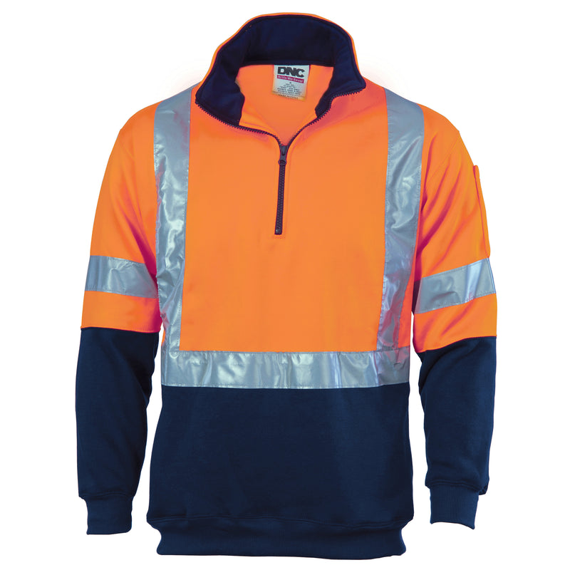 Hi-Vis Cross Back D/N Two Tone 1/2 Zip Fleecy | 3929