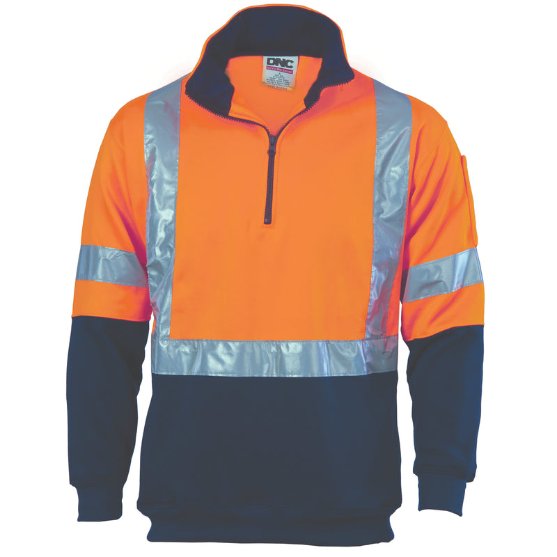 Hi-Vis 1/2 Zip Fleecy With 'X' Back & Additional Tape On Tail | 3930
