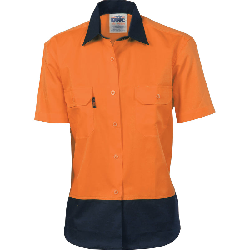 Ladies Hi-Vis Two Tone Cotton
Drill Shirt - Short Sleeve | 3931