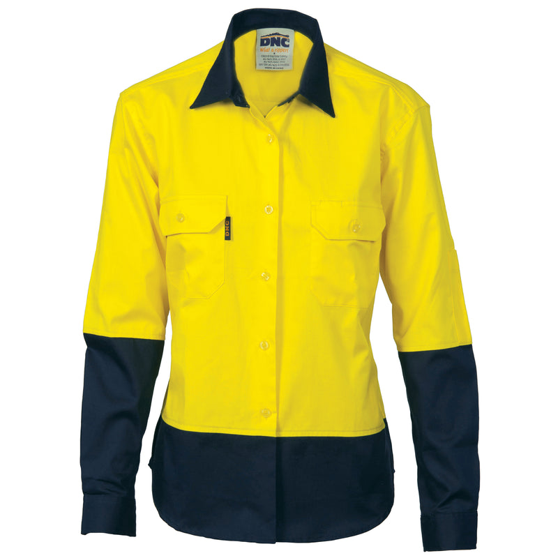 Ladies Hi-Vis Two Tone Cott On
Drill Shirt - Long Sleeve | 3932