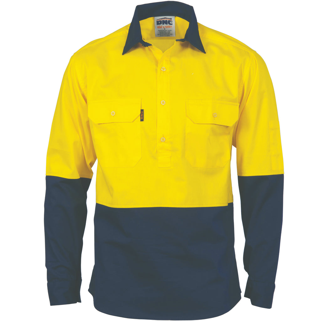 Hi-Vis 2 Tone Cool-Breeze Close Front Cotton
Shirt - Long Sleeve | 3934