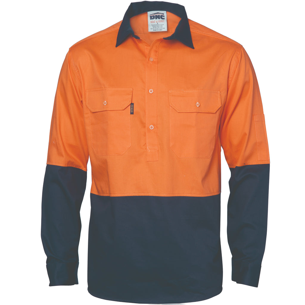 Hi-Vis 2 Tone Cool-Breeze Close Front Cotton
Shirt - Long Sleeve | 3934