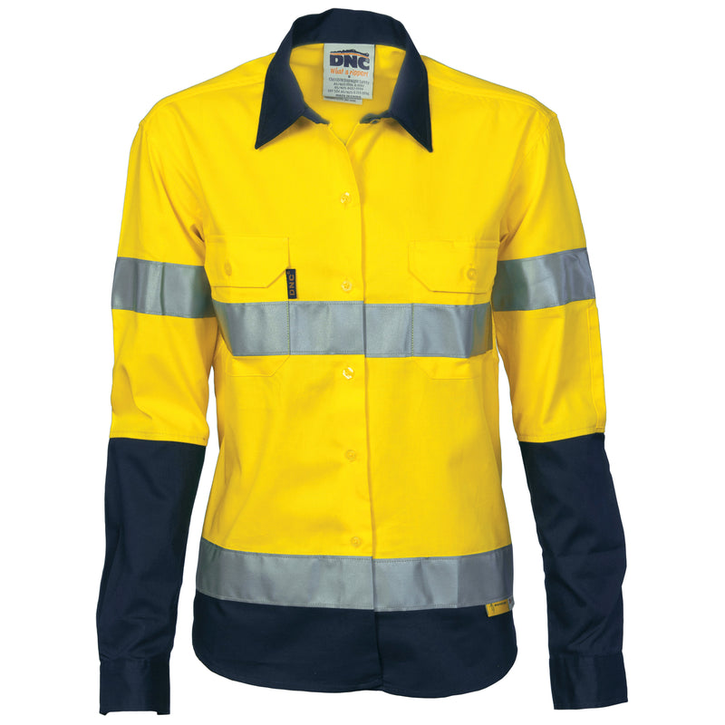 Ladies Hi-Vis Two Tone Drill Shirt
With 3M R/Tape - Long Sleeve | 3936