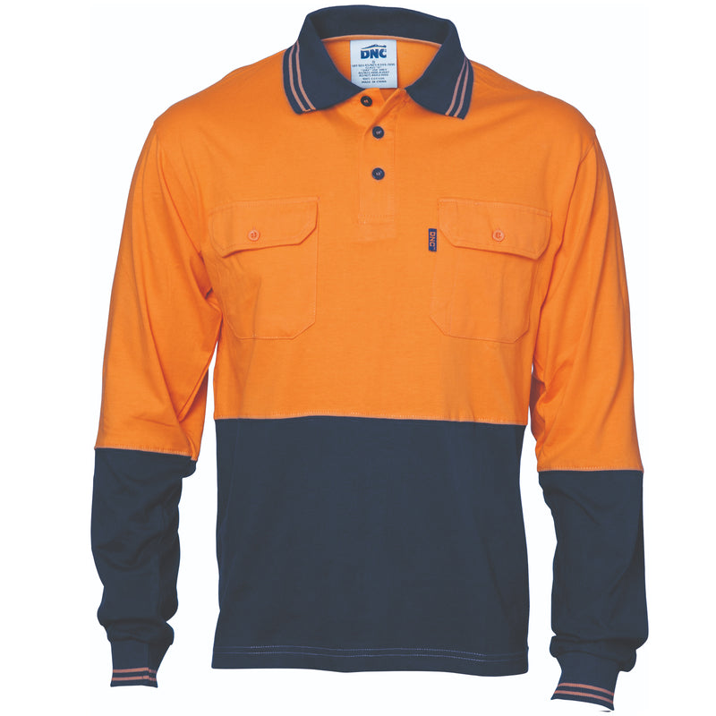 Hi-Vis Cool-Breeze 2 Tone Cotton Jersey Polo
Shirt With Twin Chest Pocket - L/S | 3944