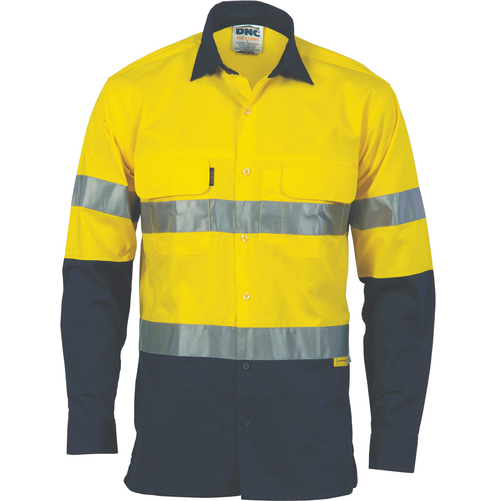 Hi-Vis 3 Way Cool-Breeze Cotton Shirt With CSR/Tape - Long Sleeve | 3948