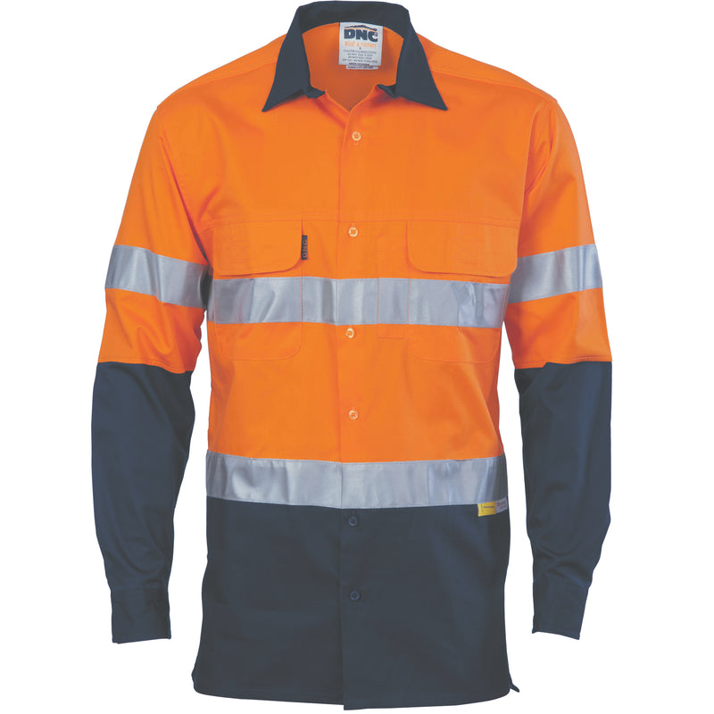 Hi-Vis 3 Way Cool-Breeze Cotton Shirt With CSR/Tape - Long Sleeve | 3948
