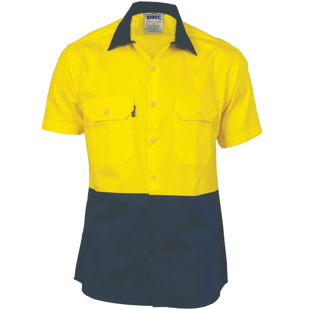 Hi-Vis Two Tone Cotton Drill Vented Shirt -
Short Sleeve | 3980