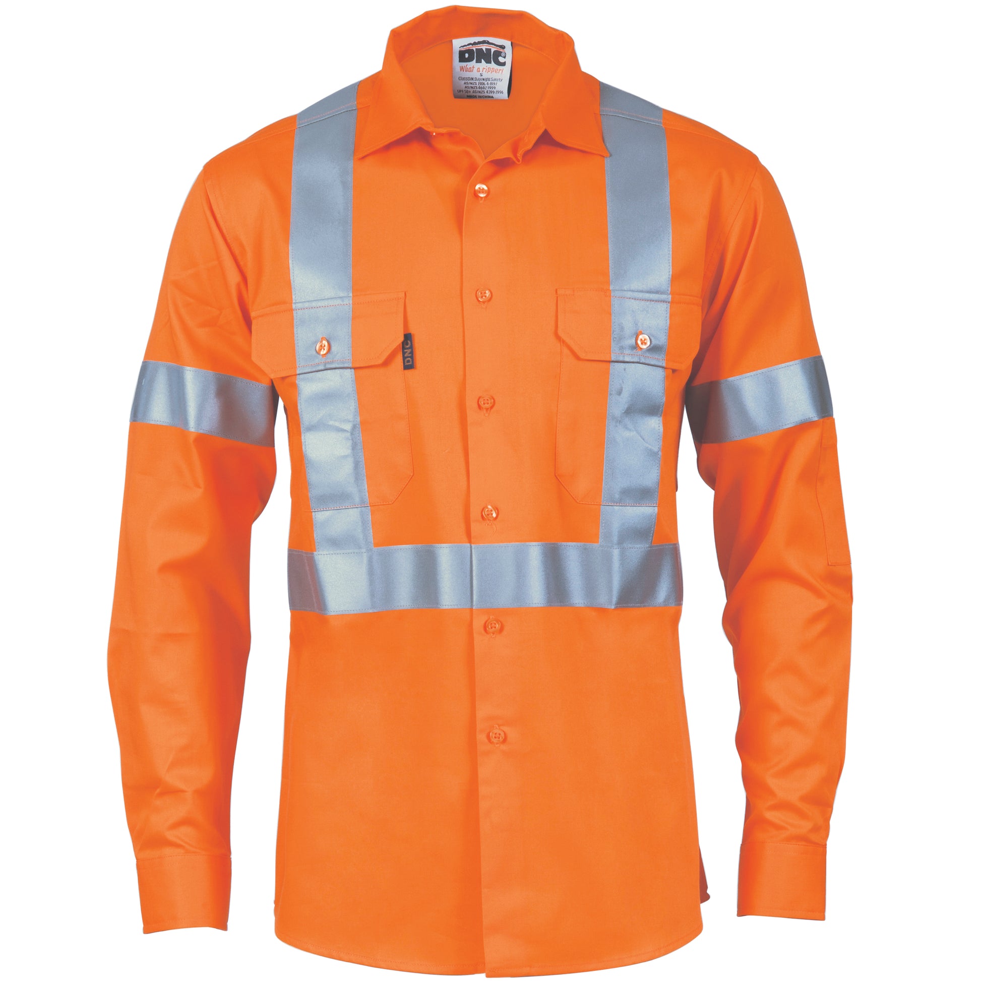 Hi-Vis D/N Cotton Shirt With
Cross Back Generic R/Tape
- Long Sleeve | 3989