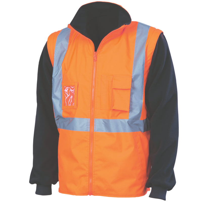 Hi-Vis '4 In 1'ù Zip Off Sleeve Reversible Vest,
'X' Back With Additional Tape On Tail | 3990