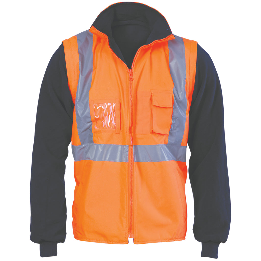 Hi-Vis Cross Back D/N '4 In 1'ù Zip Off Sleeve Reversible Vest | 3994