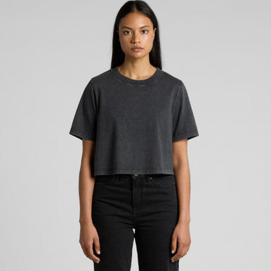 Wo's Stone Wash Heavy Crop Tee | 4086