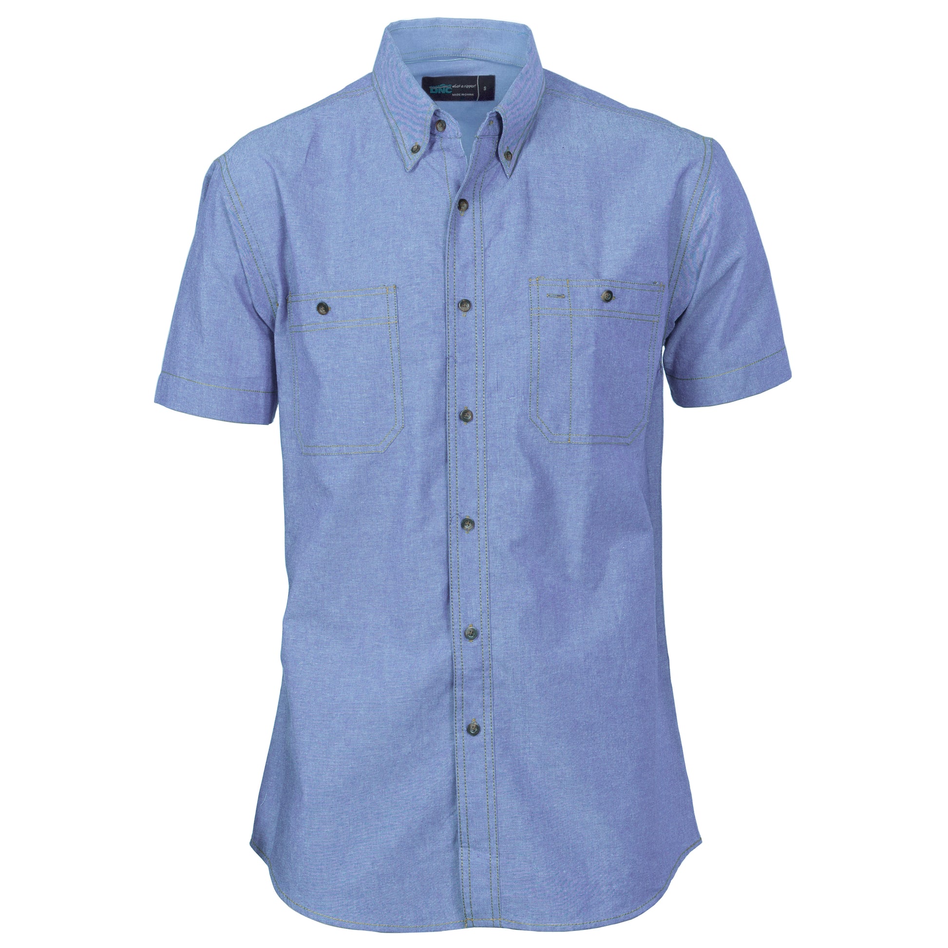 Cotton Chambray Shirt, Twin Pocket - Short Sleeve | 4101