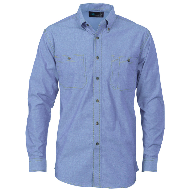 Cotton Chambray Shirt, Twin Pocket - Long Sleeve | 4102