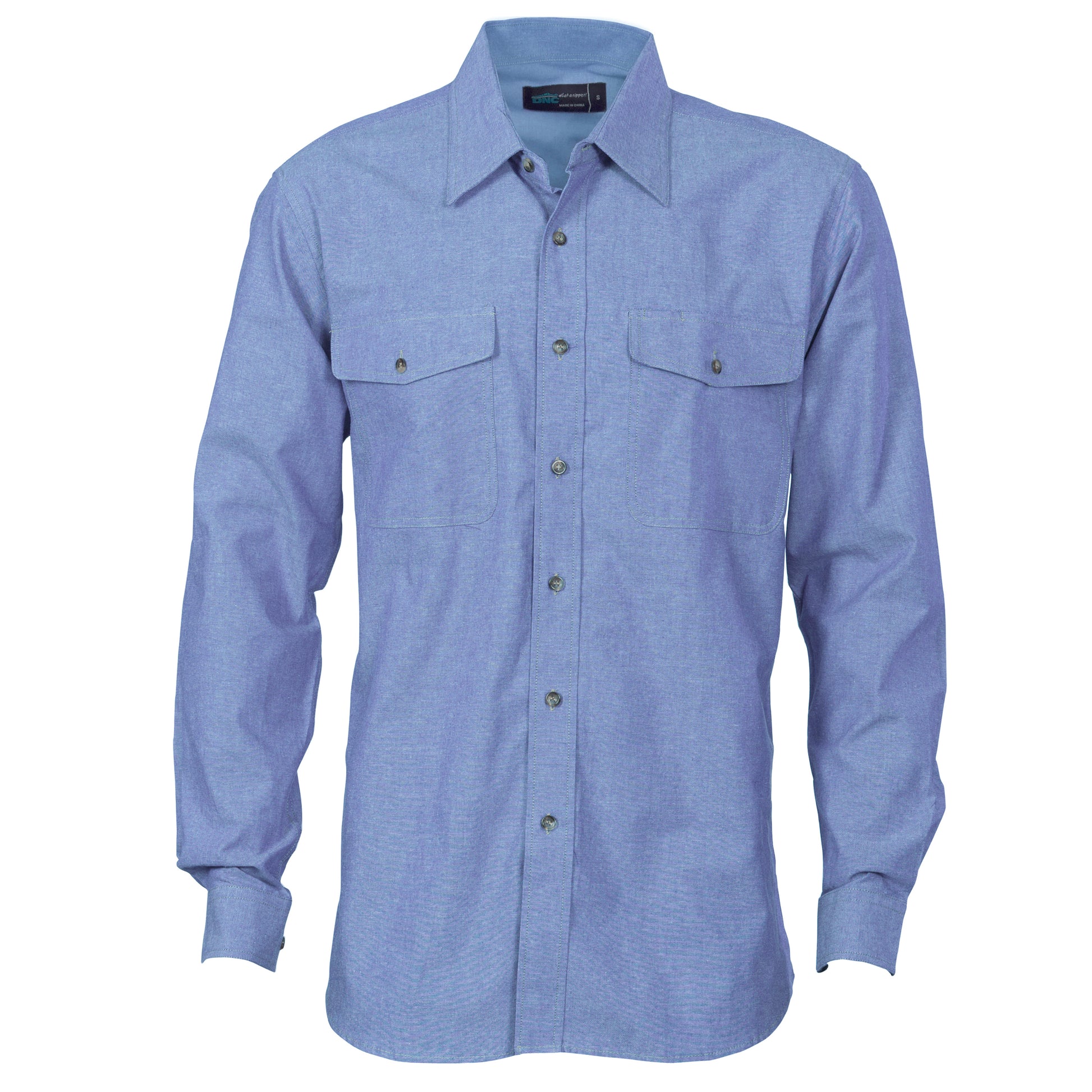 Mens Twin Flap Pocket Cotton Chambray - Long Sleeve | 4104