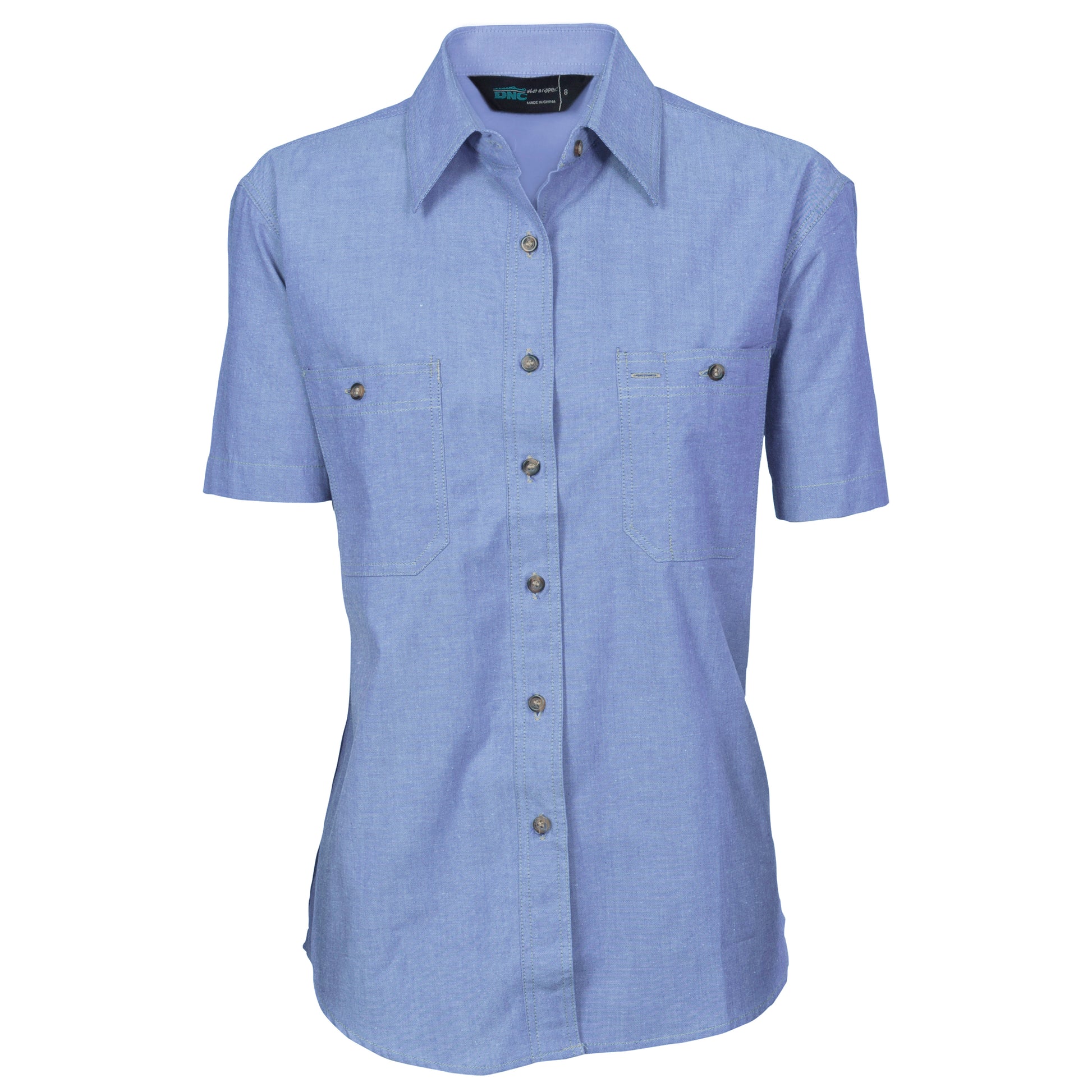 Ladies Cotton Chambray Shirt - Short Sleeve | 4105