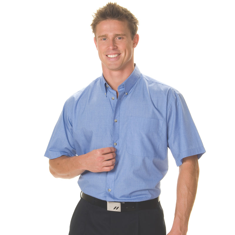 Polyester Cotton Chambray Business Shirt - Short Sleeve | 4121