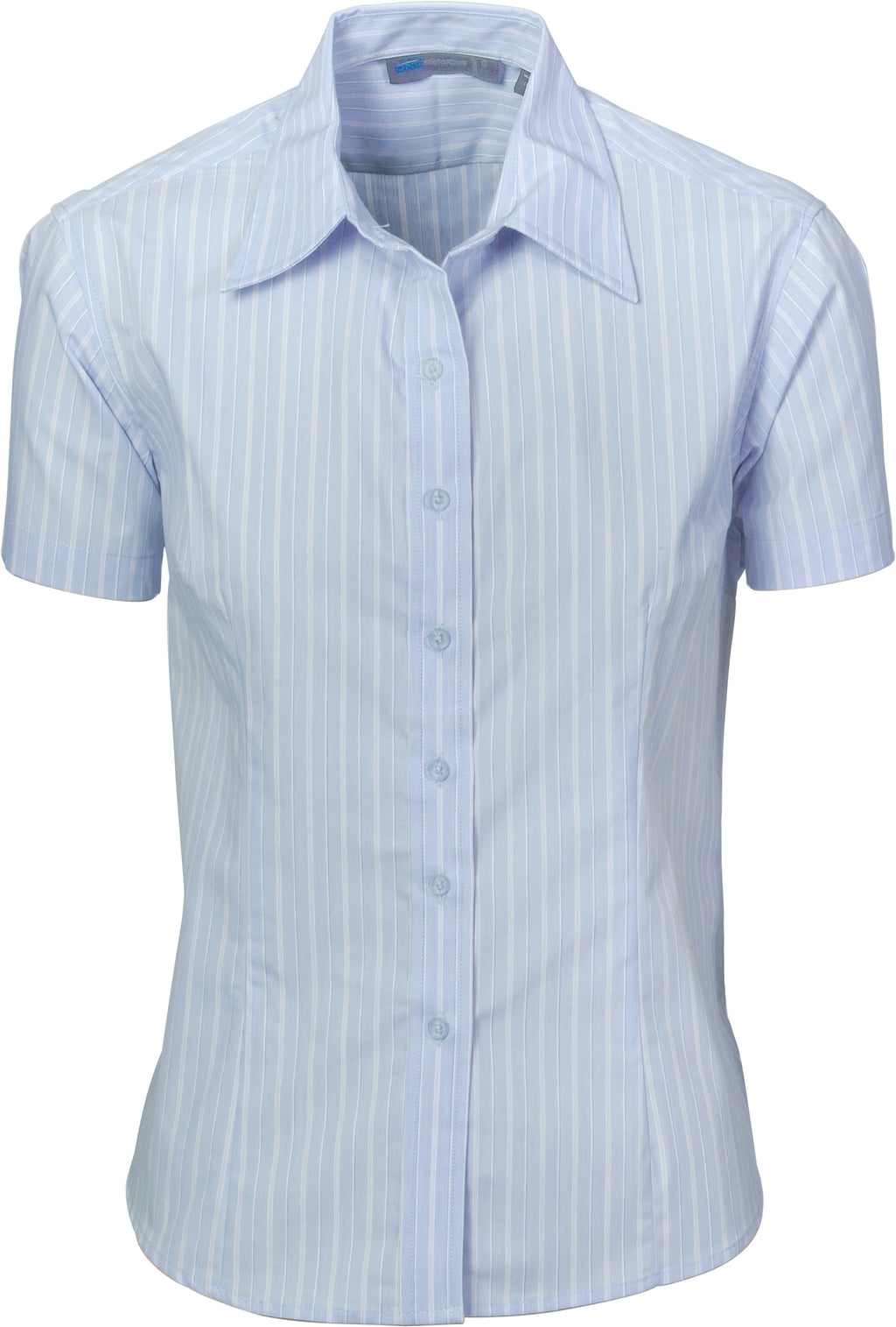 Ladies Stretch Yarn Dyed Contrast Stripe Shirts -Short Sleeve | 4233