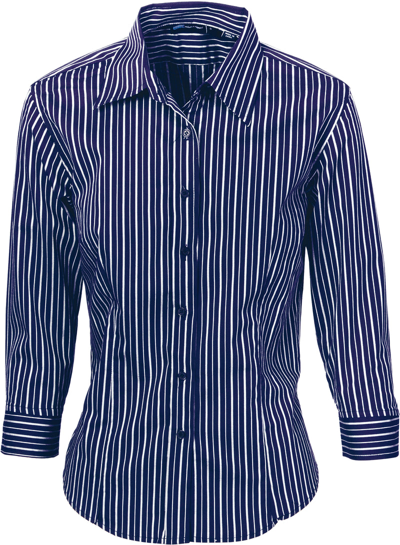 Ladies Stretch Yarn Dyed Contrast Stripe Shirts - 3/4 Sleeve | 4234