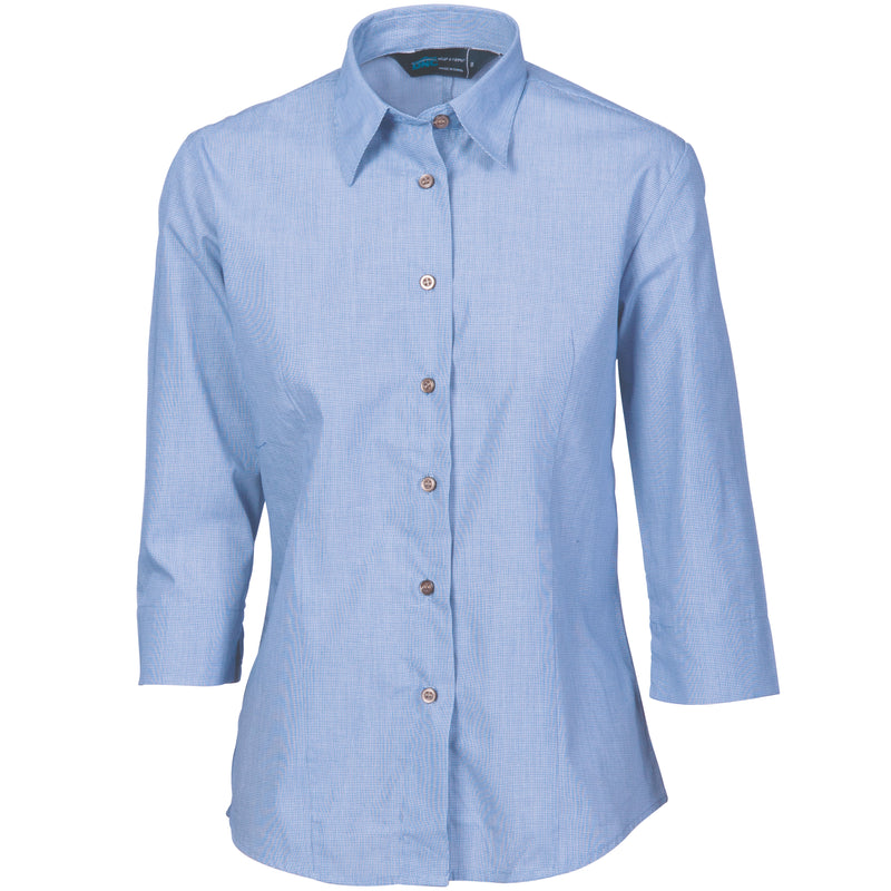 Ladies Classic Mini (Check) Houndstooth B.Shirt 3/4 Sleeve | 4254