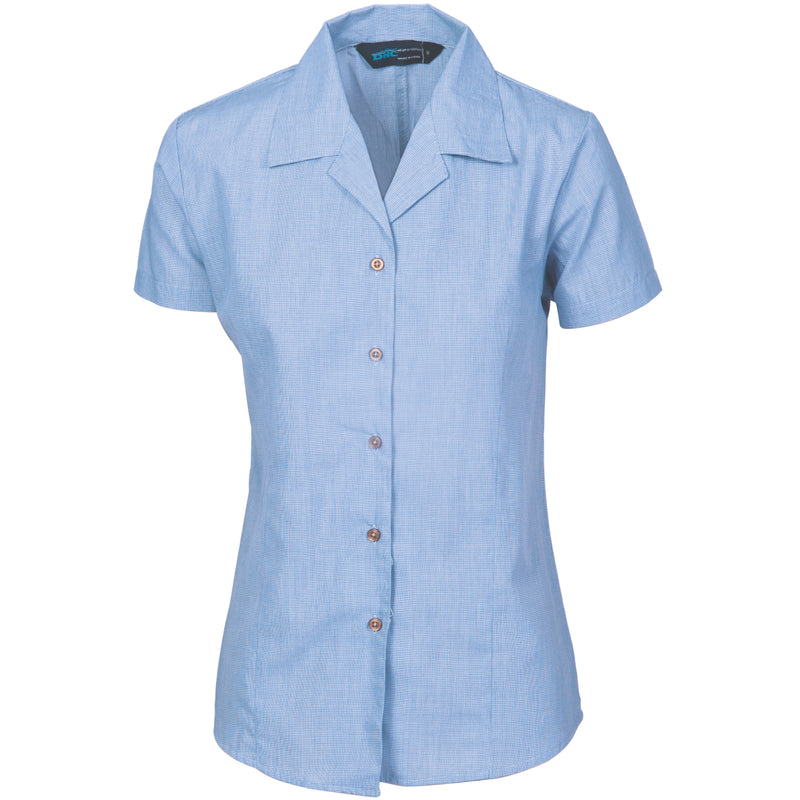 Ladies Revere Collar Mini (Check) Houndstooth B.Shirt - Short Sleeve | 4255