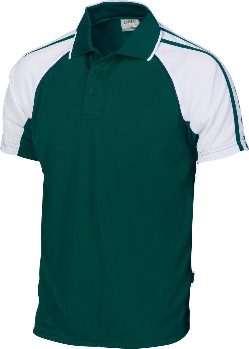 Kids Cool-Breathe Twin Stripe Contrast Raglan Polo | 5229